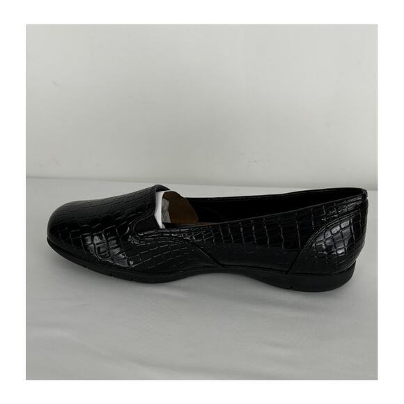 ComfortView The Leisa Slip On Flat Crocodile Textured Womens Size 7W Black New - Picture 6 of 10